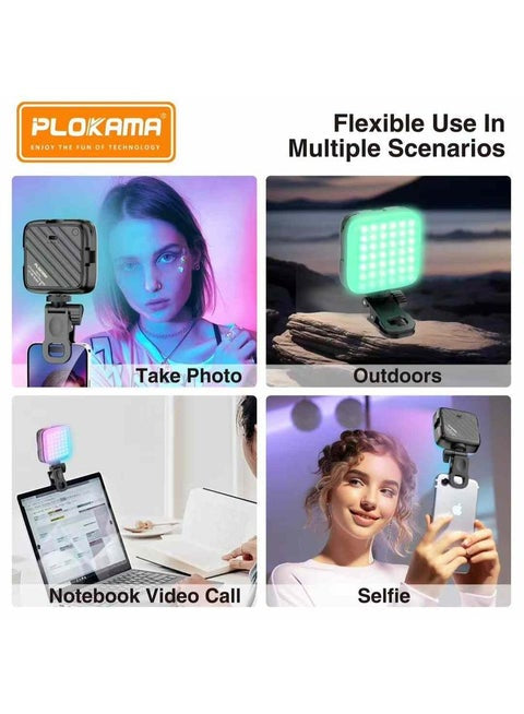 Portable RGB Flash Light Plokama U80 Pro Mini LED Photography Light R18 Video Light for Mobile Phone Laptop Camera