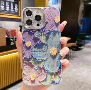 Blooms Floral Glitter iPhone Case Crystal Lens Protector For iPhone 15 Pro Max