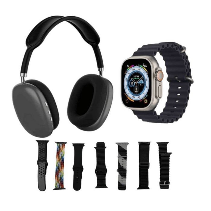 P9+ Watch Ultra 2 Combo Box with 7 Straps & Headphones